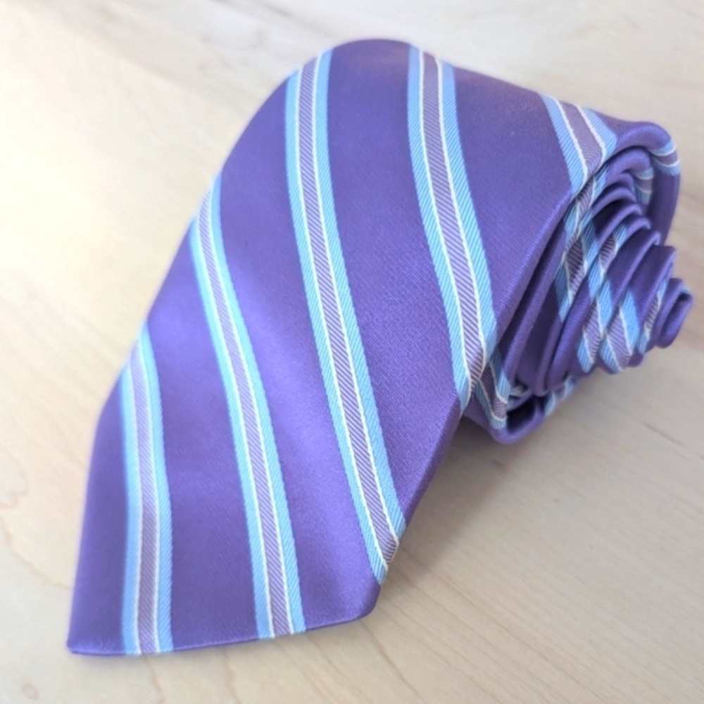 Brooks Brothers Purple and White Striped Tie